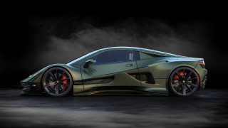 Green sports car red wheels - a green sports car free wallpaper
