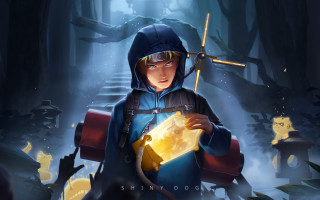 Boy hooded jacket glowing lantern - aaron jasinski free wallpaper