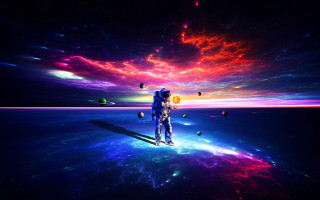 Space man planet starry sky - planet free wallpaper