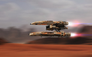 Sci fi fiets flying desert - motion blur free wallpaper for desktop