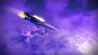 Futuristic spaceship cloudy sky retrofuturism - its side free wallpaper