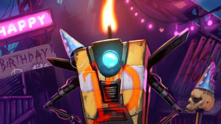 Robot birthday hat candle sign - game art free wallpaper