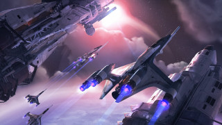 Fighterjets cloudyspace station rocket spaceart - star citizen halo free wallpaper