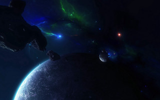Space eve aurora moon galaxy - a distant object in the foreground free wallpaper