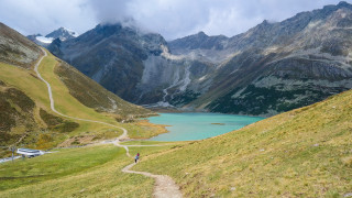 Mountain lake trail cloudy sky - the mountain free wallpaper