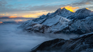 Mountain range snow clouds sunset - sunset free wallpaper