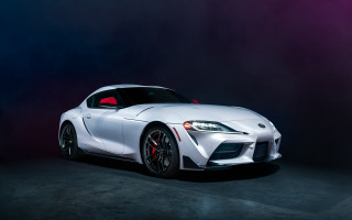 White sportscar purple background red - side profile free wallpaper
