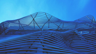 Unusual building kinetic art blue - architecture free wallpaper