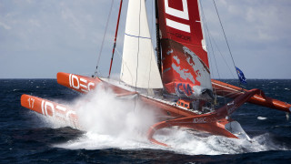 Sailboat spray ocean sunburst vorticism - end free wallpaper
