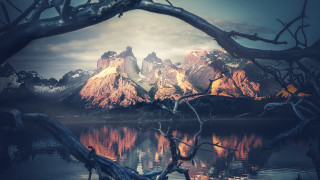 Mountain range reflection lake trees 20 - a mountain range free wallpaper