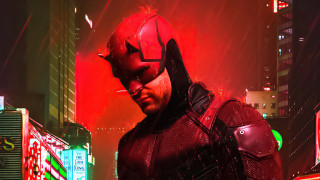 Man red suit helmet city - neon free wallpaper