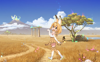 Cartoon girl walking dirt road - a dirt road in a field free wallpaper