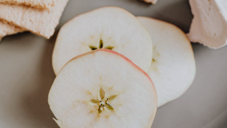 Apple cheese plate knife fork - postminimalism free wallpaper for desktop