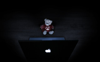 Teddy bear laptop dark light - redshift free wallpaper