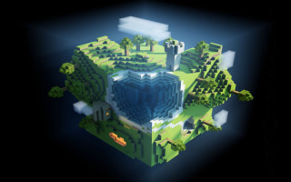 Futuristic landscape lake trees stylized - a futuristic landscape free wallpaper
