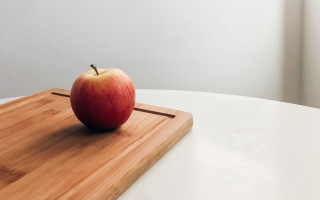 Wooden cutting board apple table - white wall free wallpaper