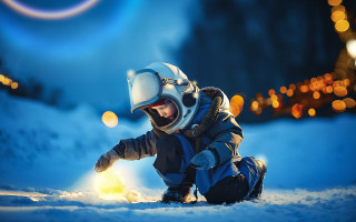 Kneeling snow helmet glowing object - filip hodas free wallpaper