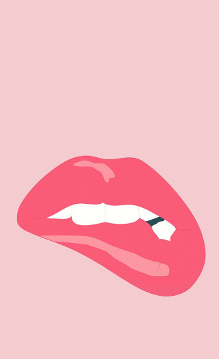 Pink lips black lip white - a minimalist painting free wallpaper