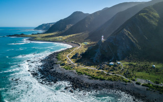 Beach mountains lighthouse road bird - scenic free wallpaper