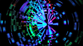 Colorful circular holographic design glowing - chromatic aberration free wallpaper
