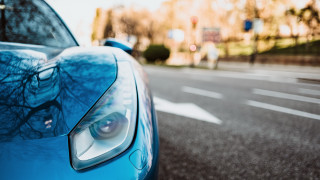 Blue sports car hood up 7 - the side of the road free wallpaper