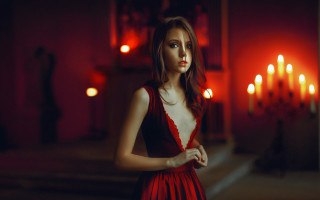 Red dress gothic portrait candles - anka zhuravleva free wallpaper
