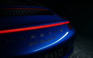 Blue porsche 911 targa dark - the back of the car free wallpaper