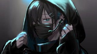 Woman mask cyberpunk anime aqua - a blue light free wallpaper