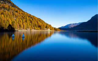 Lake mountain trees blue sky 7 - christo free wallpaper