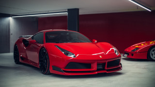Red sports car garage matte 2 - a red wall free wallpaper