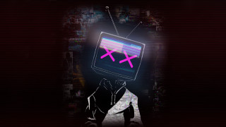 Tv head neon x cyberpunk - synthwave style free wallpaper