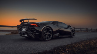 Black sports car surfboard sunset - the side of a road free wallpaper