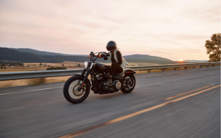 Motorcycle riding man sunset beach - a highway free wallpaper