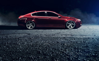 Red car dark parking lot - smoke free wallpaper for desktop