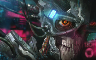 Robot glowing eye skull face - a large head free wallpaper
