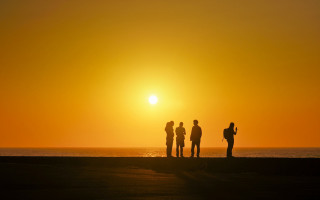 Beach sunset silhouette moon ocean - sunset time free wallpaper