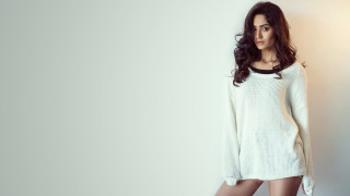 Woman white sweater crossed legs 2 - a white sweater free wallpaper