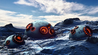 Afrofuturism snow objects lights mountains - cloud and mountains free wallpaper