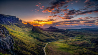 Mountain sunset valley road nature - a scenic view of a mountain free wallpaper