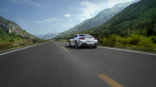 Mountain road car forest sky - both side of the road free wallpaper