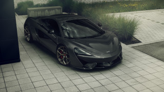 Black sports car brick driveway - a planter free wallpaper