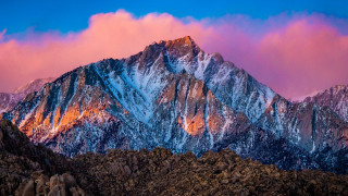 Mountain pink sky clouds city - sky in the background free wallpaper
