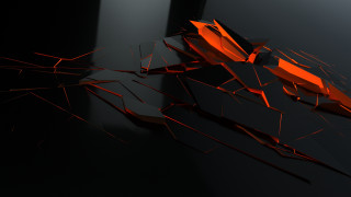 Black orange abstract broken glass - octane renderer free wallpaper