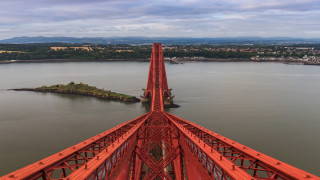 Bridge island helipad clouds sunset - small free wallpaper
