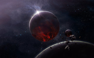 Red planet two smaller planets 2 - two smaller planet free wallpaper