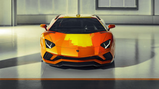 Orange sports car garage yellow - the front of its free wallpaper