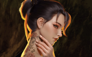 Woman tattoo neck portrait tree - artgerm free wallpaper