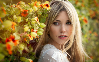 Blonde haired blue eyed woman 3 - barbizon school free wallpaper