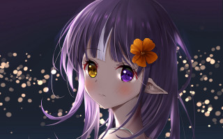 Purple hair girl flower gothic - a blurry background free wallpaper for desktop