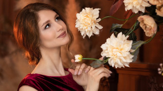 Elina karimova red dress flower - portrait photography free wallpaper